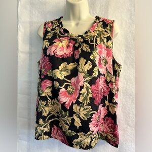 Talbots sleeveless floral silk cotton top Sz-12P. R10